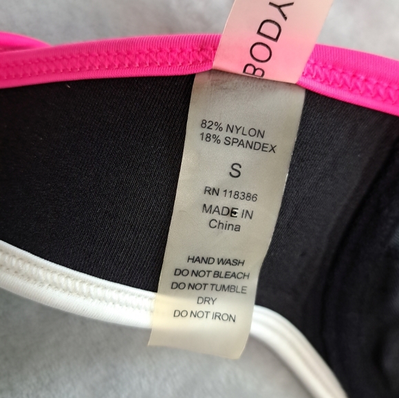 NWT Womens Body Blast Swim Bra Black Pink Green Neon Beachy Summer Small - Picture 2 of 12